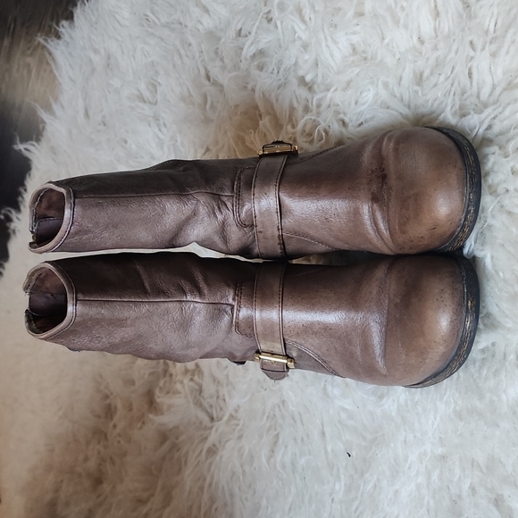 NEW! STEVE MADDEN Engage Leather Moto Booties Weathered Brown Boots - Picture 6 of 15